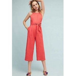 Anthropologie Mustard Linen Jumpsuit